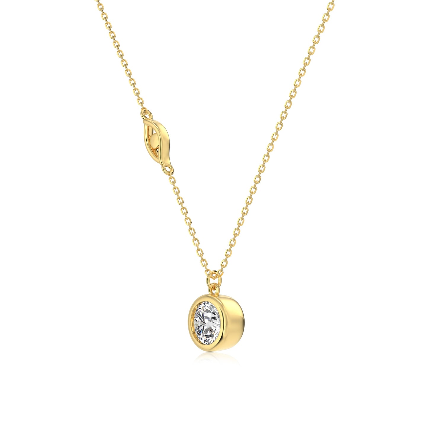Moissanite Pendant Necklace with Iconic Evil Eye - 18k Gold plating