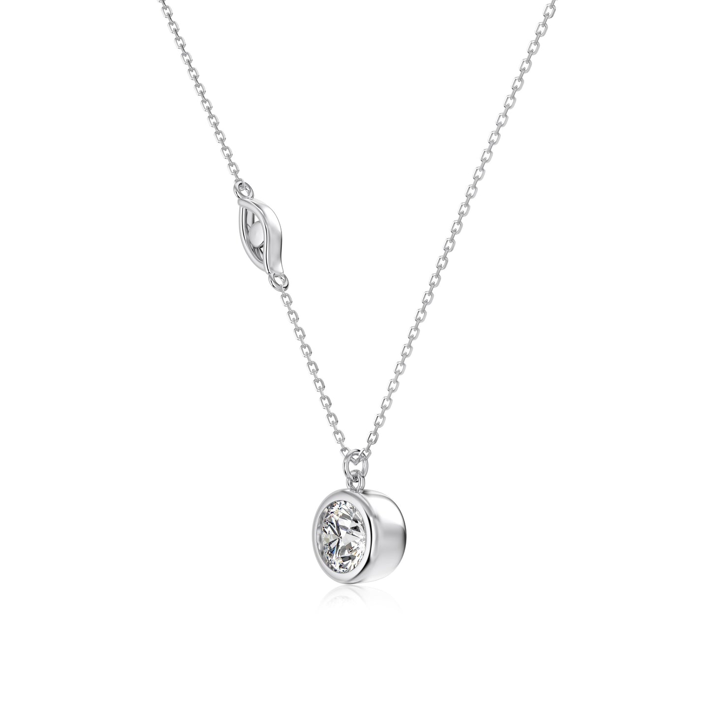 Moissanite Pendant Necklace with Iconic Evil Eye – Rhodium Plating