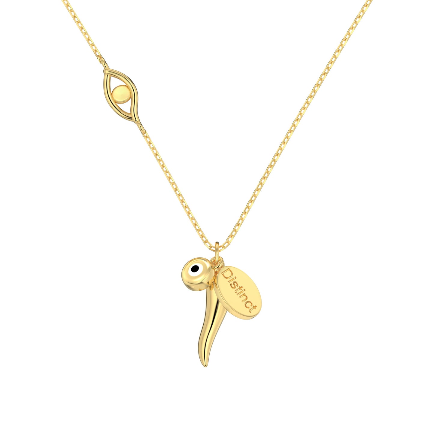 Chilli & Evil Eye Pendant Necklace in 18k Gold Plating