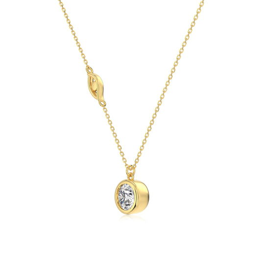 Moissanite Pendant Necklace with Iconic Evil Eye - 18k Gold plating