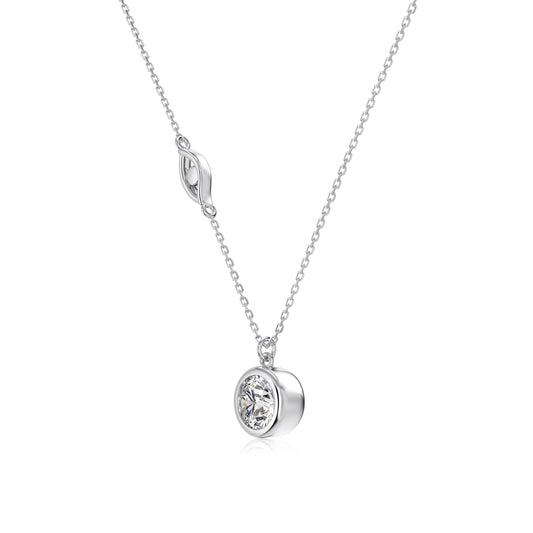 Moissanite Pendant Necklace with Iconic Evil Eye – Rhodium Plating